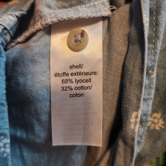 Maurices Printed Chambrey Denim Shirt Dress Button Down Short Sleeve Medium EUC - Picture 10 of 11